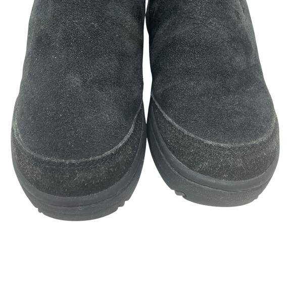 UGG Australia Ultimate Short Boot Women’s Size 7 Black Leather Sheepskin Lining - Picture 6 of 15